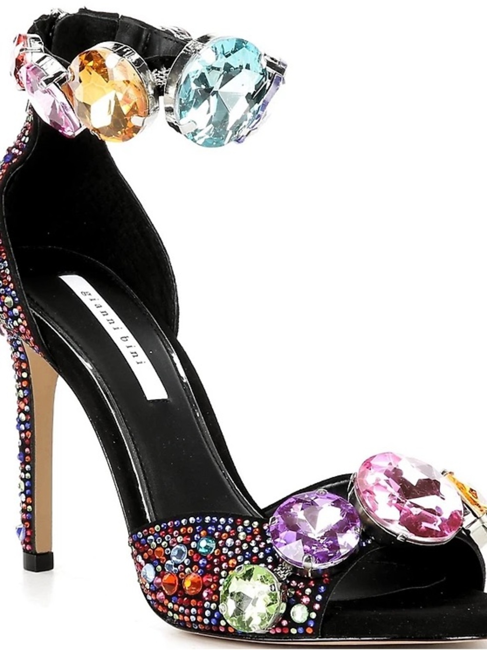 NWT Gianni Bini Rainbow Rhinestone Embellished Jewel Ornament Ankle Cuff Sandals - Picture 11 of 13